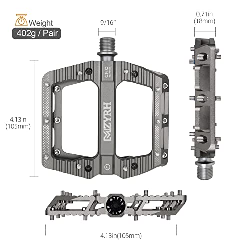 Mzyrh Road/Mountain Bike Pedals Mtb Pedals Bicycle Flat Pedals 3 Bearings 9/16” Aluminum Alloy Bicycle Platform Pedals For Bmx Mtb (Ti) #TOP1