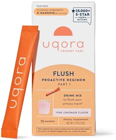 Uqora Flush – Urinary Tract* with D-Mannose, Vitamin C, Vitamin B6, Potassium, Magnesium & Calcium – Gluten-Free & Vegan – Pink Lemonade Flavor – 10 Packets (1 Pack)