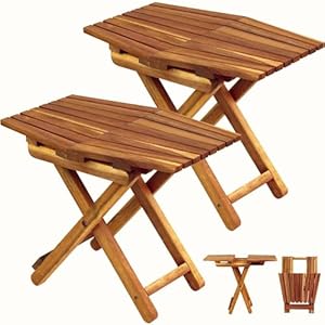 Small Patio Table, Outdoor Folding Side Table, Small Side Table, Accent Table, Small Coffee End Table, Wood Table Top for Living Room, Bedroom, Toilet, Small Space (Acacia - Set of 2, 18"x13") Small Patio Table Outdoor Folding Side Table Small Side Table Accent Table Small Coffee End Table Wood Table Top for Living Room Bedroom Toilet Small Space Acacia Set of 2 18×13