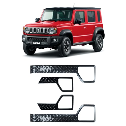 VKINGER ジムニーノマド JC74W 5ドア パーツ インナードアプロテクションカバー ドアキックガード 縞鋼板柄 4P 保護 キズ防止 インテリアパネル 内装 カスタム パーツ アクセサリー jimny JC74W (カーボン調)