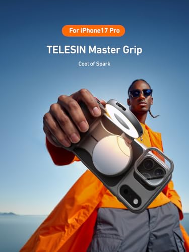 Image of TELESIN Master Grip Universal for iPhone /MagSafe, Magnetic Phone Camera Grip with C03 Selfie Light Creator Kit Built 3200mAh Battery Wireless Charging -【Graphene Case Only for iPhone 17 Pro】