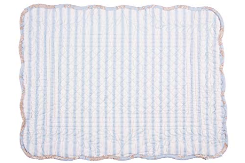 Image of Penelope Blue Cream White Floral 100% Cotton Set of 6 Placemats 13 inch x 19 inch