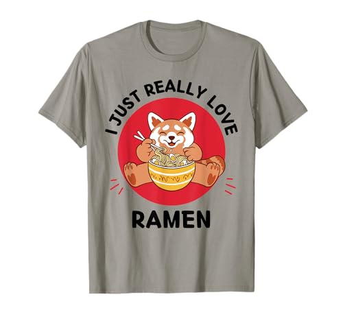 Panda rosso Kawaii I Just Really Love Ramen Lover Maglietta