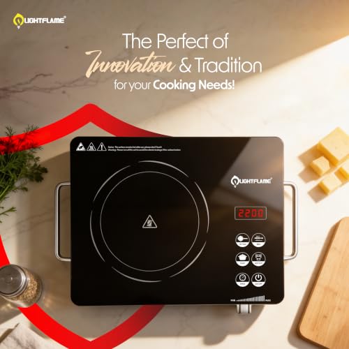 Image of Premium Fusion Glow 2200 Watt Touch Panel Infrared Induction Cooktop with Preset Cooking Functions | Use with All Utensils | 1 Year Warranty | Radiant | Stainless Steel