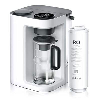 Bluevua RO100ROPOT-Lite(UV) Reverse Osmosis System Countertop Water Filter, 7-Stage Purification with UV and Remineralization, TDS & Filter Life Monitoring, Portable Water Purifier, White