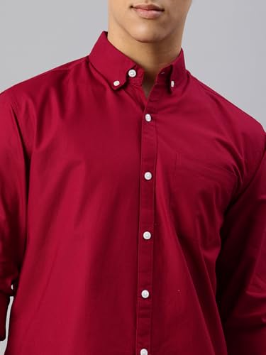 Image of Majestic Man Men's Solid Pure Cotton Casual Shirt - Slim Fit | Full Sleeves | Soft & Breathable Fabric