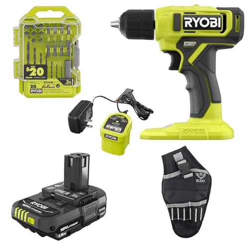 Ryobi ONE+ 18V Cordless 3/8 in. Drill/Driver Kit with 1.5 Ah Battery, Charger, Drive Kit, and Buho Holster