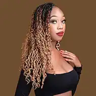 Goddess Locs Crochet Hair 12 Inch Faux Locs Crochet Hair for Black Women Pre looped 6 Packs Boho Crochet Locs with Curly Ends T1b/4/30