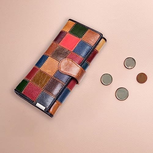 Women Long Wallet Clutch Card Case Fashion Color Matching Lightweight Multicoloured Card Holder PU Leather Ladies Purse Gift for Work, style C2