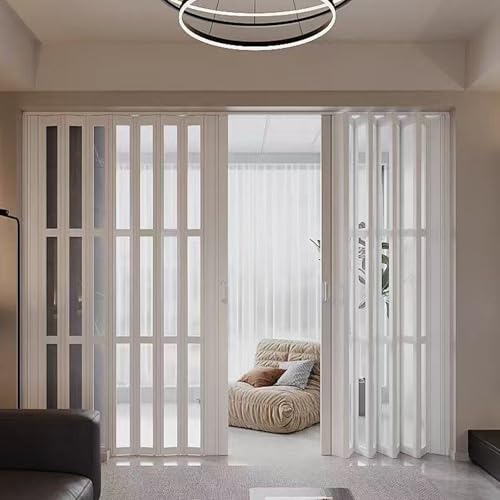 Hggdsac Puerta plegable modelo extra estándar de PVC, Puerta plegable de acordeón, Puerta Corredera Separadora de Ambientes, Divisores de Ambientes para Cocina y Baño, Blanco（W×H:60×203cm）
