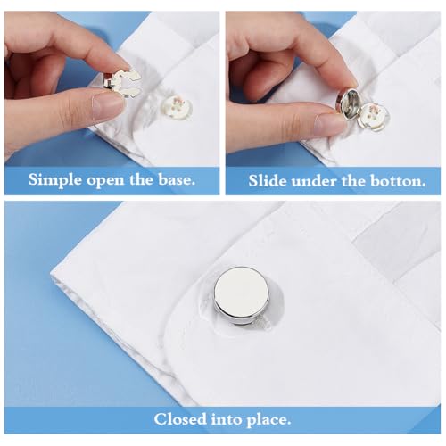 FINGERINSPIRE 5 Pairs Button Covers for Men's Shirts Brass Cuff Buttons Platinum Color Cuffs Button Cover Cufflinks for Men's Business or Formal Shirts, Cufflink Findings for Apparel Accessories4