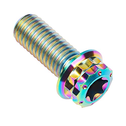 Image of Titanium Flange 12 Point Head M8 x15 20 25 30 35 40 45 50 55 60 65mm Screw Bolt Pack of 4 (M8x20mm, Rainbow)