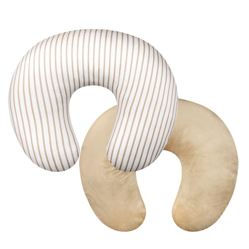 Image of CARUILI Nursing Pillow Cover 1 Pack, Removable Nursing Pillow Cover for Breastfeeding Pillows, Super Soft Comfortable Slipcover for Boy and Girls, Light Brown