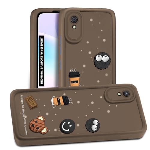 Image of AESTMO Back Case Cover for Redmi 9A Cover | Cute Fun Cartoon 3D Ball | Coffee Silicone Case | Full Body Protection | Camera Protection Back Cover for Redmi 9A (Brown)