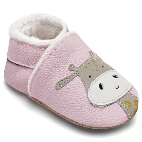 IceUnicorn Chausson Cuir Fourré Peluche Chaude Bébé Fille Garçon - Pantoufles Souples Hiver