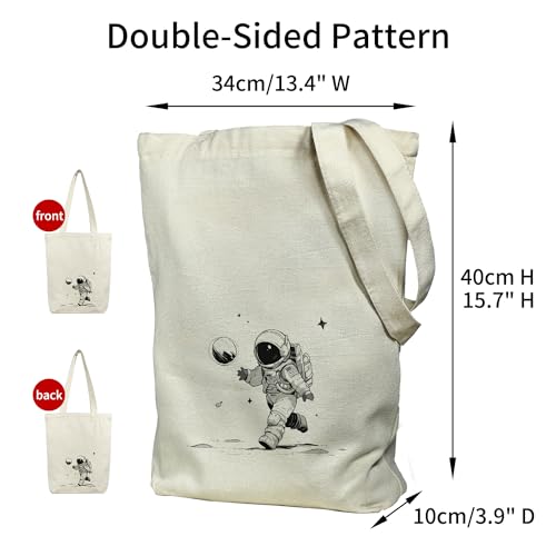 Image of itgowisa Canvas Tote Bag with Zipper Pocket, Reusable Grocery Bag for Daily