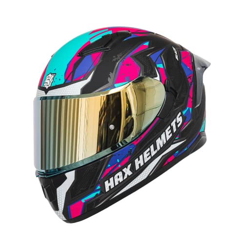 Image of HAX Obsidian Full Face Dual Visor Adult Motorcycle Helmet for Motorbike Street Bike with Pinlock Ready DOT Approved (Blaze Fuchsia,XL)