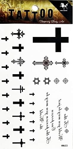 PP TATTOO 1 Sheet Religion Christian Cross Jesus symbol Temporary Tattoo Stickers Waterproof Body Arm Tattoo Sticker for Men Women Make up Fake Tattoo Removable