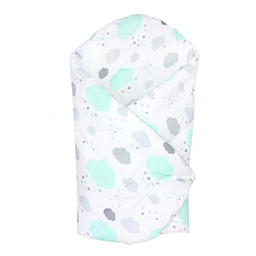 TupTam Manta Envolvente para Beb�, Nubes Menta Verde/Blanco, c. 75 x 75 cm