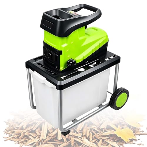 EXSHUING Trituradora De Madera Con Bolsa De Recolección; Trituradora De Jardín Eléctrica De 2800 W, Capacidad De 60 L, Corte De 4,5 Cm Diámetro, Doble Tolva De Alimentación, Cuchillas Reversibles
