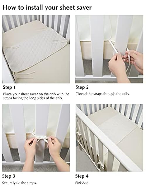 TL Care Waterproof Quilted Sheet Saver Cover Made with Organic Cotton Top Layer, Natural Color, 2 Pack