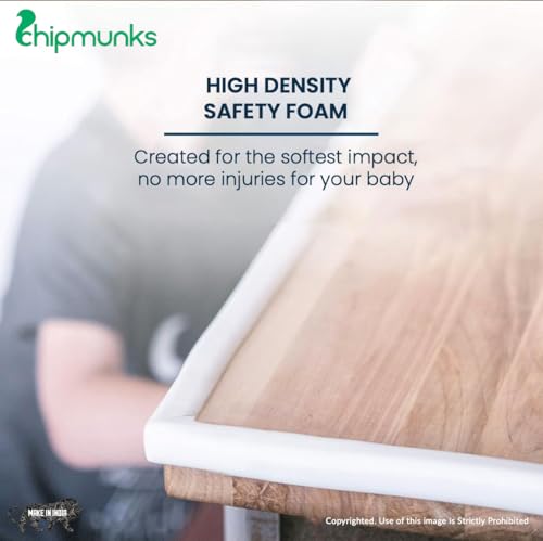 Image of Chipmunks Baby Proofing Edge Guard for Kids Safety, Minimal Wrinkle, Zero Damage to Furniture Upon Installation, Made in India Rubber Edge (40g /mt Dense, 2mts, L- Shape, Off-White)
