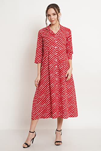 Image of COTLAND Fashions Jaipuri Cotton Flared A-Line Dress for Women