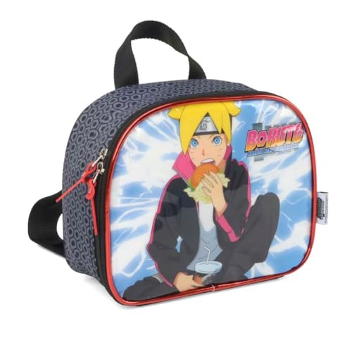 Mochila Infantil Rodinhas Boruto com Lancheira e Estojo 100 Pens Preta IC38122BR