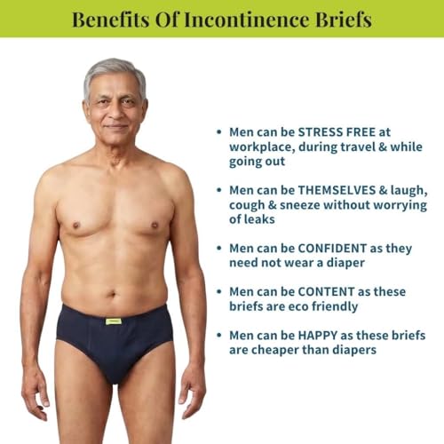 Image of Incontinence Men Briefs | Absorbs 35ml Of Leaks | Wash & Reuse | Anti Bacterial, Hygienic & Leakproof | Comfy Cotton | Pack Of 1 | Navy Blue | S