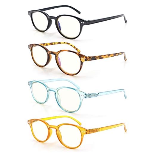 Reading Glasses Blue Light Blocking Women Computer Readers Cheaters +1.50 Round Reader Glasses for Small/Petite Face 4 Pack Anti Harmful Ray,Reduce UV Glare Eyestrain Protect Eyes