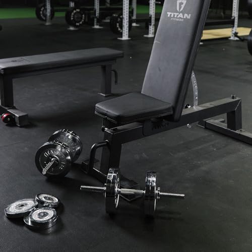 Image of Titan Fitness 200 LB Adjustable Chrome Dumbbell Set, Pair of 100 LB Dumbbells, Durable Chrome Plates, Medium Knurl Grip Handles, Includes Four Star Collars, Space-Saving Home Gym Equipment
