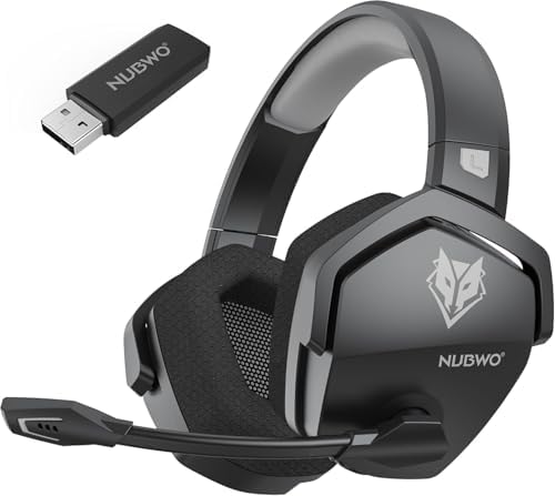Image of NUBWO G06 Dual Wireless Gaming Headset with Microphone for PS5, PS4, PC - 23ms Low Latency Audio - 100-Hour of Playtime - 50mm Drivers (Black-Grey)
