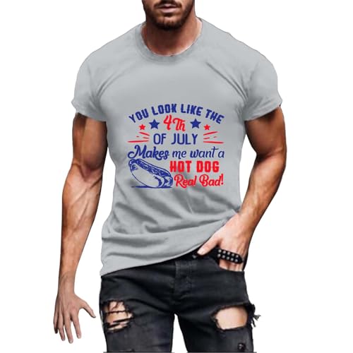 Camisetas modernas para hombre para uso diario. Camiseta de moda con diseño de perrito caliente, ideal para actividades de ocio en primavera y verano, Gris claro., M