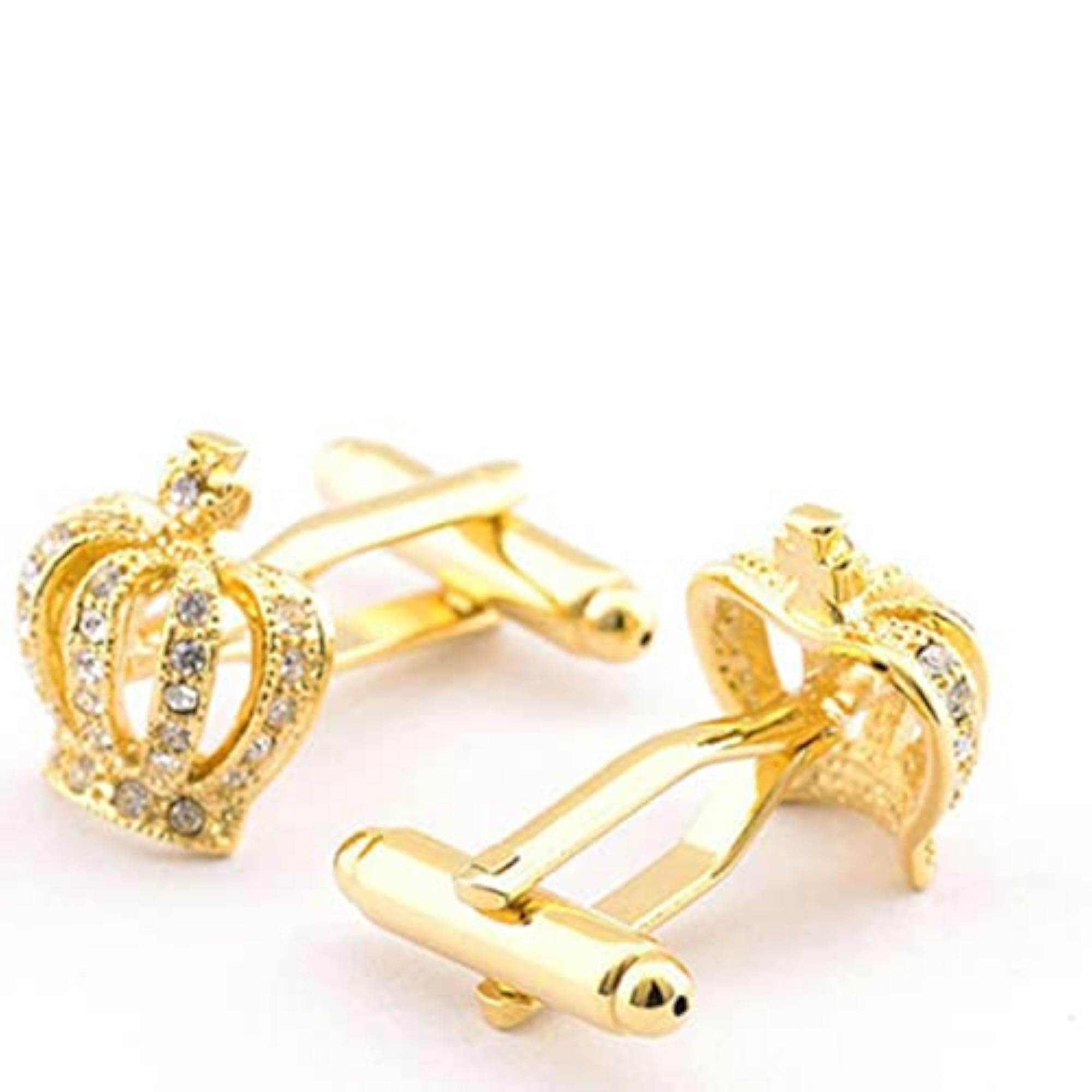 Vintage Crown Cufflinks with Crystal Accents, Wedding