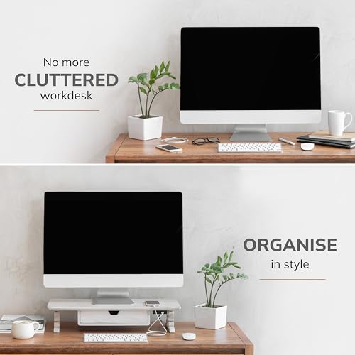 Image of Anji Mountain Monitor Stand - Desktop Organizer & Laptop Riser, Ergonomic Monitor Riser, Space-Saving Monitor Stand for Desk, Durable Construction, Easy Assembly, Ideal for Home & Office