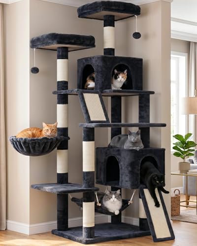 Image of Gitelsnour Cat Tree, 71'' Tower for Large Cat with Scratching Post, GCT032G