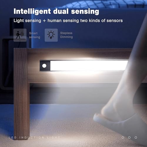 Image of 40cm Wireless Motion Sensor Closet Light, Rechargeable Under Cupboard Light, Motion Sensor Under Cabinet LED, 1200mAh Battery with Stepless Dimming, Stick On Install for Wardrobe, Cabinet