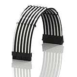 LINKUP - AVA 50cm ATX 24ピン（20+4）マザーボード PSU編組スリーブ 電力供給延長コードコム付き | 強い＆硬いタイプ | 一本入り | 500mm ホワイト＆ブラック