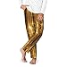Gold Sequin Sparkle Print Fashion Pajama Bottoms,Cotton Pajamas,For Both Lounging At Home And Casual Outings