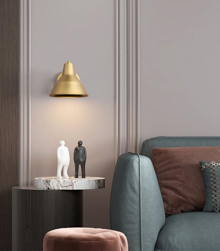 Image of Yosoan 1-Light Antique Indoor Vanity Wall Sconce with Dimming On Off Switch | Hardwired Vintage Fixture with 6.89 inch Bowl Metal Shade Reading Bedroom Bunk