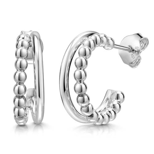 Créoles doubles MATERIA argent 925 anti-irritation boucles d'oreilles légères pour lobes sensibles