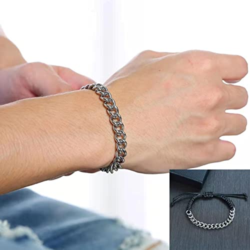 Nenmatte Stainless Steel Bracelet Boho Surfer Bracelets,Men Link Bracelets Braided Men Bracelets With Stainless Stell Handmade Poloshing Silver Stainless Steel Men's Jewelry Bracelets Weaven Bracelets For Men's Gifts #TOP4