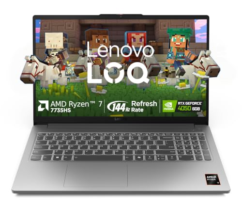 Image of Lenovo LOQ Essential AMD Ryzen 7 7735HS | NVIDIA RTX 4050 6GB (16GB RAM /512GB SSD /144Hz Refresh Rate /15.6 inch (39.6cm) /Windows 11 /Office Home 2024 /Grey /1.8Kg), 83S000FWIN Gaming Laptop