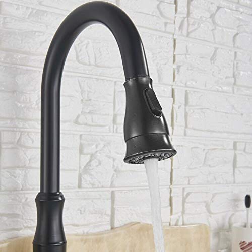 Oulantron High Arc Pull Down Sprayer Kitchen Faucet Single Handle Kitchen Faucets 2 Hole Matte Black Commercial Kitchen Sink Faucet Pull Out Kitchen Sink Faucet #TOP7