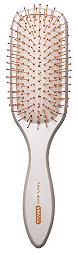 Titania Mother-of-Pearl Styling Rectangular Hair Brush - Premium Quality Detangler Hairbrush w/Copper Coated Ball Tipped Bristles - Ideal For Grooming & Blowdrying Natural Hair, Extensions & Wigs