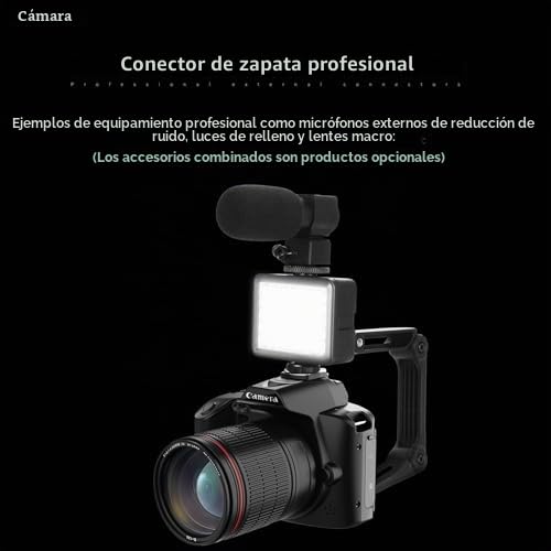 Cámara Digital 4K 64MP, Cámara Digital de Visión Nocturna, Pantalla a Color IPS de 3 Pulgadas, WiFi, Zoom Digital 16X, Gran Angular de 120 Grados, Luz de Relleno, Lente Macro,