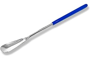 Keef Scoop: Stainless Steel Micro Lab Flat Spoon Spatula with Vinyl Handle