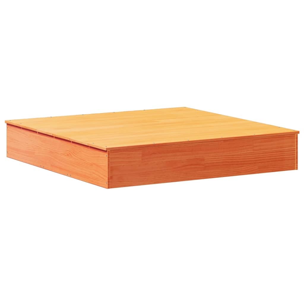 Wybór mebli - piaskownica z pokrywą wosk brązowy 111 x 111 x 19,5 cm lite drewno sosna
