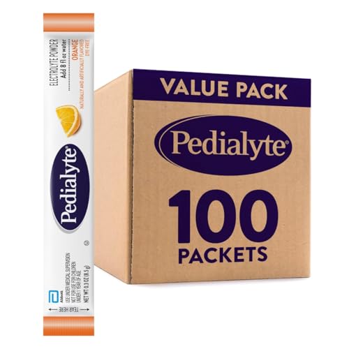 Image of Pedialyte Electrolyte Powder, Hydration Drink for Kids & Adults, Orange, 100 Powder Packets