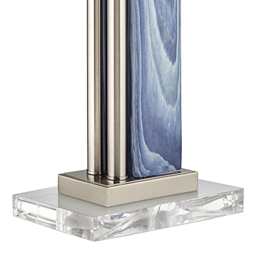 Laguna Modern Coastal Table Lamps with Acrylic Risers USB Charging Port 27 3/4" Tall Set of 2 Blue White Rectangular Shade for Bedroom Living Bedside Nightstand Home Office - 360 Lighting - Image 4